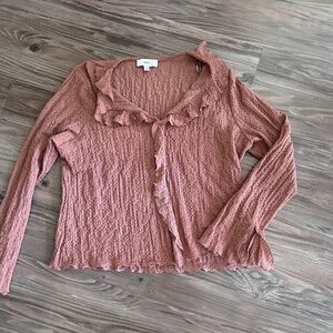 NEXT UK -  Stretch Ruffle Peasant Top - UK 22 / UK 18 - Rust